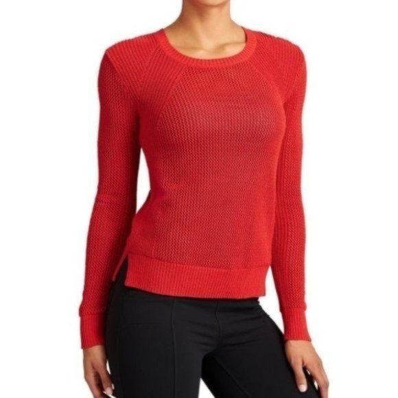 Athleta Red Mesh Pullover Sweater M - Picture 1 of 8